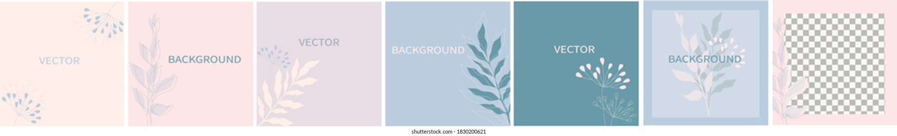 Set of vector abstract backgrounds with copy space for text.Suitable for social media posts, mobile apps, banners design and web/internet. Doodle style. square flyer.