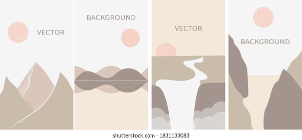 Set of vector abstract backgrounds with copy space for text. Design for social media, story, card, invitation, feed post. Doodle style.