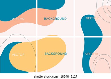 Set of vector abstract backgrounds with copy space for text.Suitable for social media posts, mobile apps, banners design and web/internet. Doodle style.  square flyer.