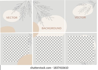 Set of vector abstract backgrounds with copy space for text.Suitable for social media posts, mobile apps, banners design and web/internet. Doodle style.square flyer.