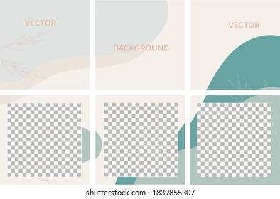 Set of vector abstract backgrounds with copy space for text.Suitable for social media posts, mobile apps, banners design and web/internet. Doodle style. square flyer.