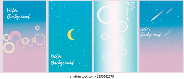 Set of vector abstract backgrounds with copy space for text. Design for social media, story, card, invitation, feed post. Anime style. 