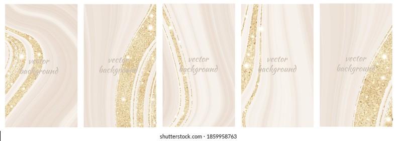 Set of vector abstract backgrounds with copy space for text. Design for social media, story, card, invitation, feed post. Glitter.