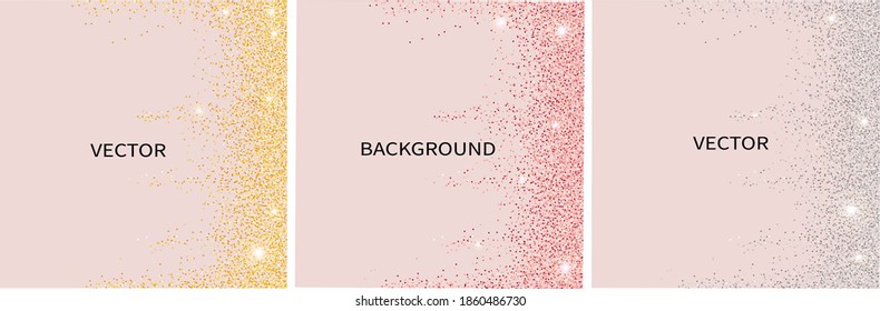 Set of vector abstract backgrounds with copy space for text.Suitable for social media posts, mobile apps, banners design and web, internet. Glitter style. 