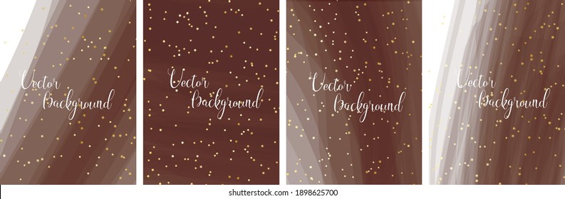 Set of vector abstract backgrounds with copy space for text with golden stars.  Modern style