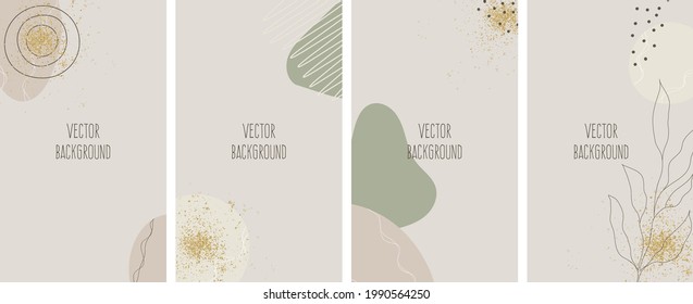 Set of vector abstract backgrounds with copy space for text. Design for social media, story, card, invitation, feed post. Doodle style.