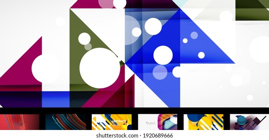Set of vector abstract backgrounds, design templates for business or technology presentations, internet posters or web brochure covers