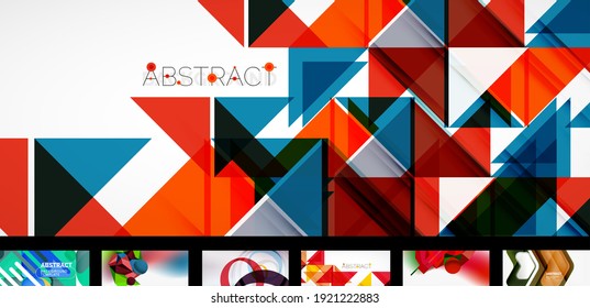 Set of vector abstract backgrounds, design templates for business or technology presentations, internet posters or web brochure covers