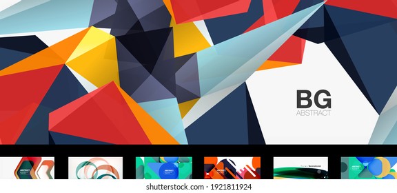 Set of vector abstract backgrounds, design templates for business or technology presentations, internet posters or web brochure covers