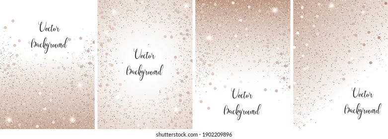 Set of vector abstract backgrounds with falling sparkle dust.  