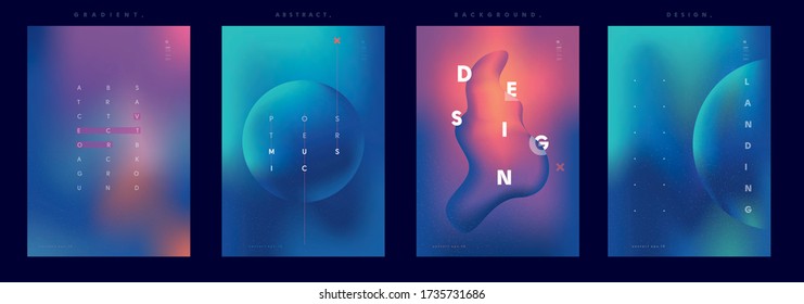 A set of vector abstract backgrounds. Gradient backgrounds, text and geometric objects. Minimalistic design.