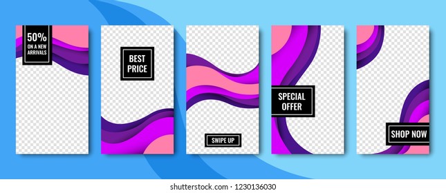 Set of vector abstract backgrounds. Material design. Template for web design, advertising, social networks.