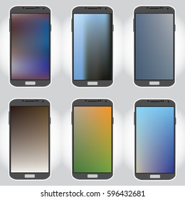 Set of vector abstract backgrounds for mobile phones, mockups collection, with blank screen.