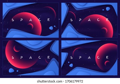 Set of vector abstract backgrounds on the theme of outer space.