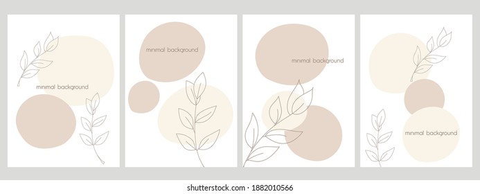 Set of vector abstract backgrounds templates in minimal style with flowers.	