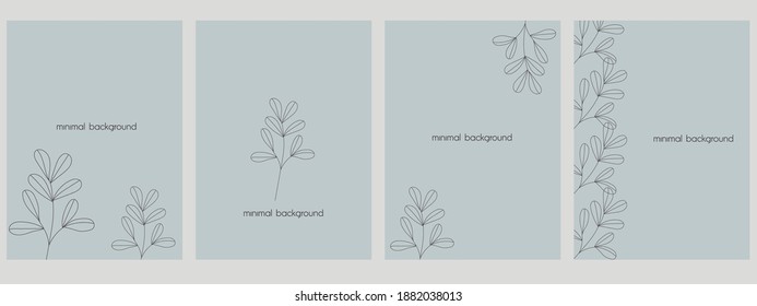 Set of vector abstract backgrounds templates in minimal style with flowers.