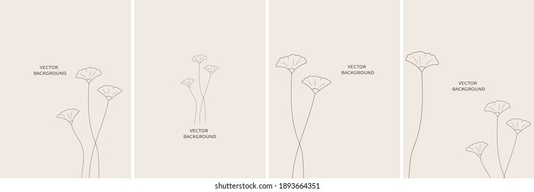 Set of vector abstract backgrounds templates in minimal style with flowers.	