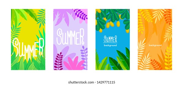set of vector abstract backgrounds. tropical summer.