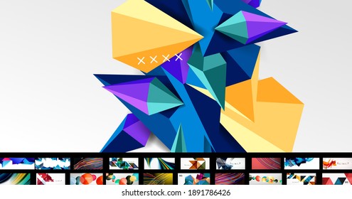 Set of vector abstract backgrounds, various universal geometric designs