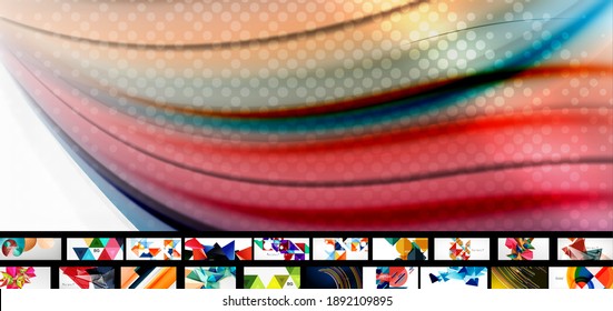 Set of vector abstract backgrounds, various universal geometric designs