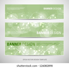 A set of vector abstract banners with green sparkling light background