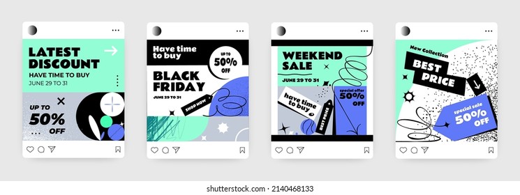 Pancartas vectoriales abstractas en un estilo moderno para el diseño de publicaciones en medios sociales 
