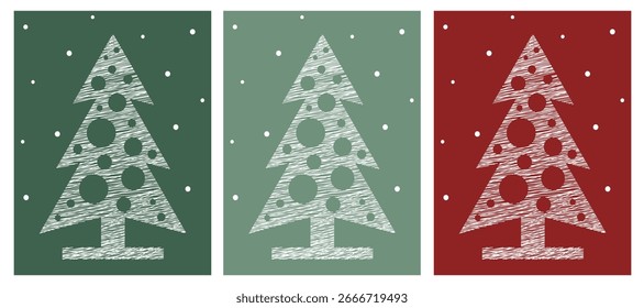 Satz von abstrakten Weihnachtsbäumen, Linien Kunst