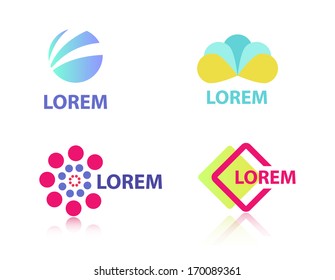 set of vector abstract colorful creative geometric icons, logos