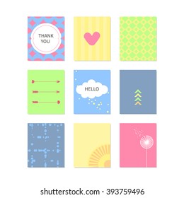 Set of vector abstract colorful drops templates and patterns for invitation, greeting, thank you and other cards