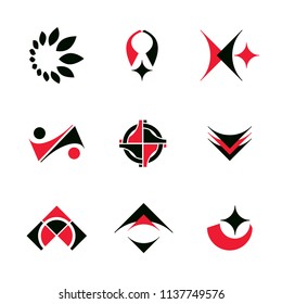 Set of vector abstract colorful geometric shapes. Business identity abstract logos or symbols.