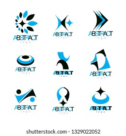 Set of vector abstract colorful geometric shapes. Business identity abstract logos or symbols.