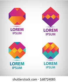 set of vector abstract colorful geometric logos for company isolated