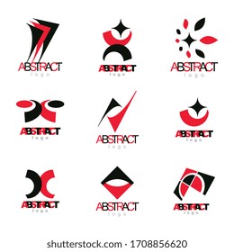 Set of vector abstract colorful geometric shapes. Business identity abstract logos or symbols.