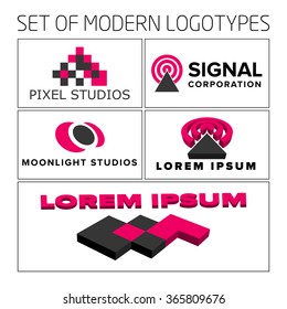 Set of vector abstract colorful geometric 3d logos. Vector illustration design.