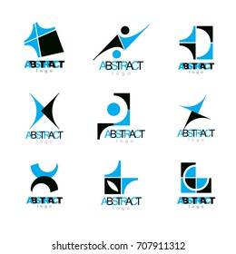 Set of vector abstract colorful geometric shapes. Business identity abstract logos or symbols.