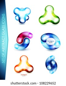 Set of vector abstract colorful glass shapes