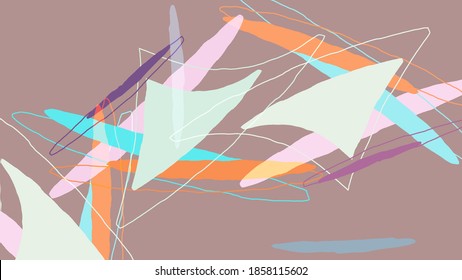 Set of vector abstract creative backgrounds in minimal trendy style. Modern templates for social media post stories. Fun doodle pattern.  Art landscape with abstract geometric shapes and colors.