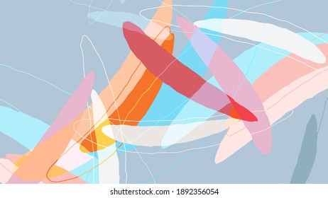Set of vector abstract creative backgrounds in minimal trendy style. Modern templates for social media post stories. Fun doodle pattern.  Art landscape with abstract geometric shapes and colors.