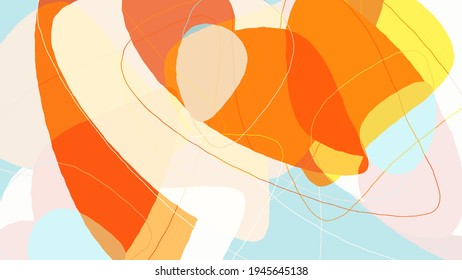 Set of vector abstract creative backgrounds in minimal trendy style. Modern templates for social media post stories. Fun doodle pattern.  Art landscape with abstract geometric shapes and colors.
