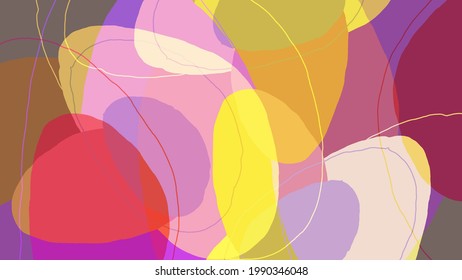 Set of vector abstract creative backgrounds in minimal trendy style. Modern templates for social media post stories. Fun doodle pattern.  Art landscape with abstract geometric shapes and colors.
