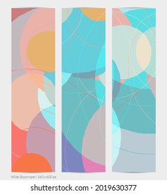 Set of vector abstract creative backgrounds in minimal trendy style. Modern templates for social media post stories. Fun doodle pattern.  Art landscape with abstract geometric shapes and colors.