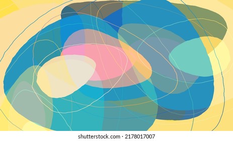 Set of vector abstract creative backgrounds in minimal trendy style. Modern templates for social media post stories. Fun doodle pattern.  Art landscape with abstract geometric shapes and colors.