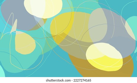 Set of vector abstract creative backgrounds in minimal trendy style. Modern templates for social media post stories. Fun doodle pattern.  Art landscape with abstract geometric shapes and colors.