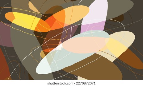 Set of vector abstract creative backgrounds in minimal trendy style. Modern templates for social media post stories. Fun doodle pattern.  Art landscape with abstract geometric shapes and colors.
