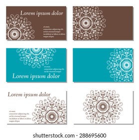 Set of vector abstract creative business cards (set template).Vintage vector card templates. Can be used for Save The Date, baby shower, mothers day, valentines day, birthday cards, invitations. 