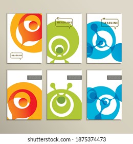 Set vector abstract DNA molecule color design icon
