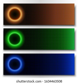 Set of vector abstract dotted banners. 