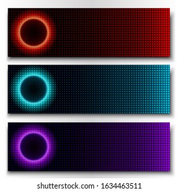 Set of vector abstract dotted banners. 