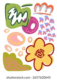 Conjunto de elementos abstratos de vetor para design. Coleção de rabiscos e formas desenhadas à mão . Para decoração, design, impressão e adesivo.