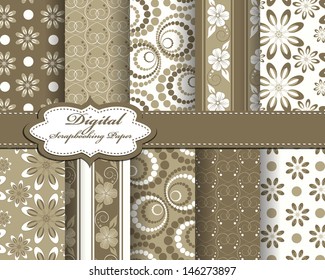 set of vector abstract flower paper for scrapbook